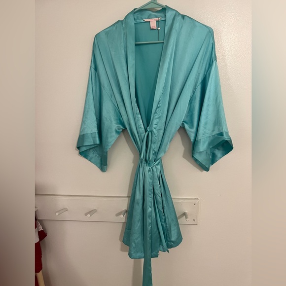 Victoria Secrets Blue Satin Robe - Picture 2 of 6